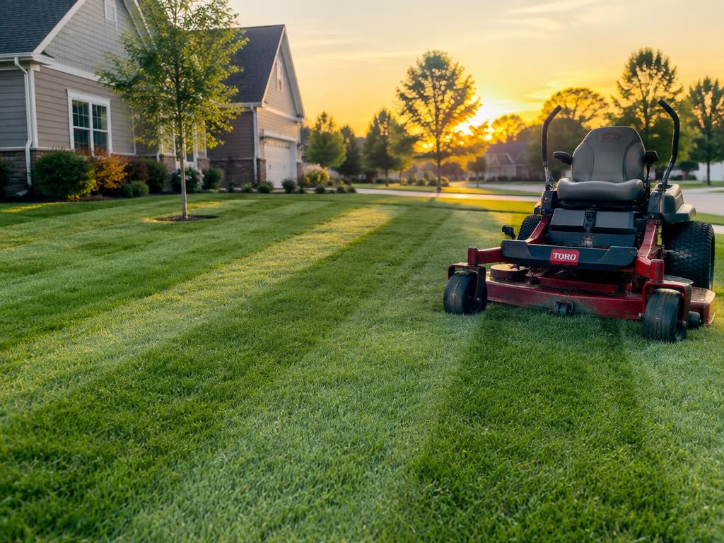 Freshly mowed striped lawn
